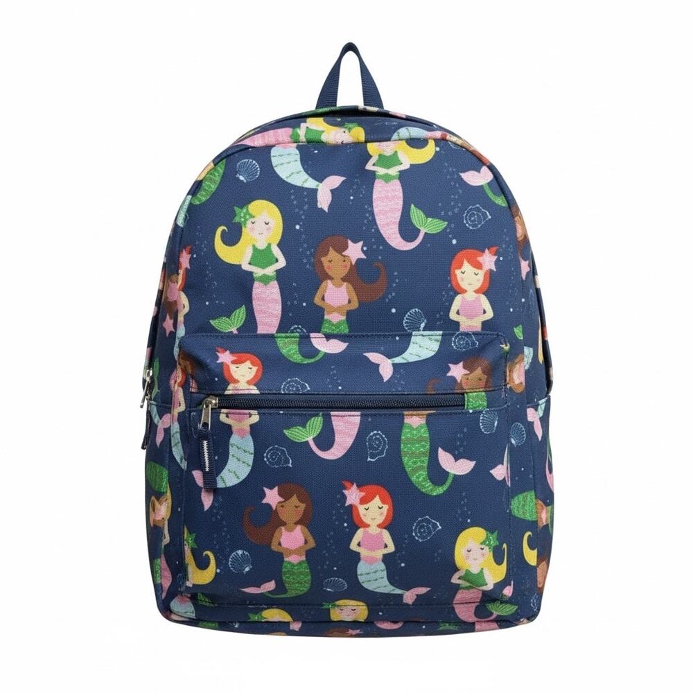Mermaid Kids Backpack Navy Blue School Bookbag Adjustable Straps NEW